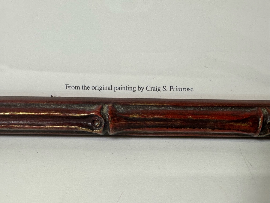 Craig S. Primrose Artist Hand Signed Print Titled 'Coastline' In Nice Wooden Bamboo Motif Frame 34 X 16 [Photo 8]