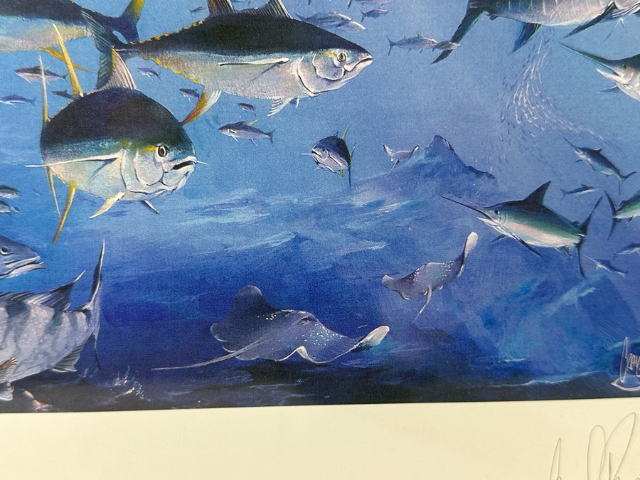 Craig S. Primrose Artist Hand Signed Print Titled 'Coastline' In Nice Wooden Bamboo Motif Frame 34 X 16 [Photo 21]