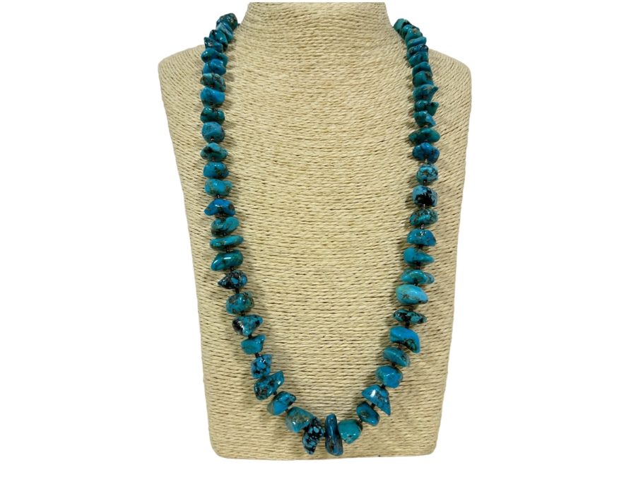 Vintage 28' Turquoise Bead Necklace