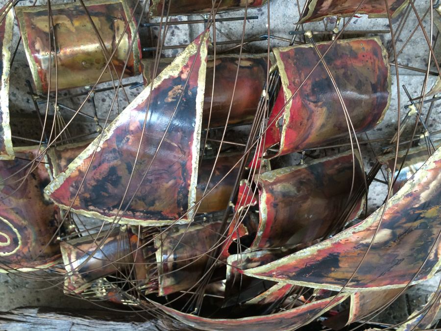 Large Wall Hanging Copper Sculpture Ship [Photo 9]