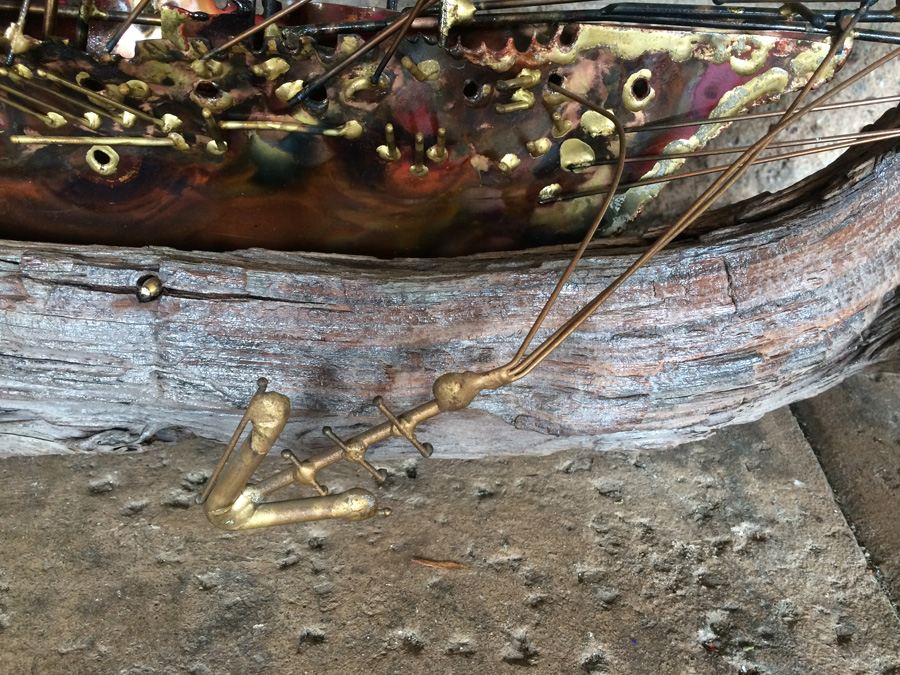 Large Wall Hanging Copper Sculpture Ship [Photo 6]