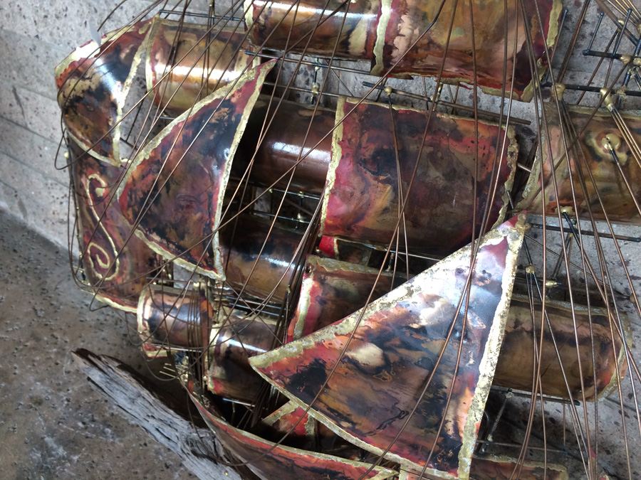 Large Wall Hanging Copper Sculpture Ship [Photo 11]