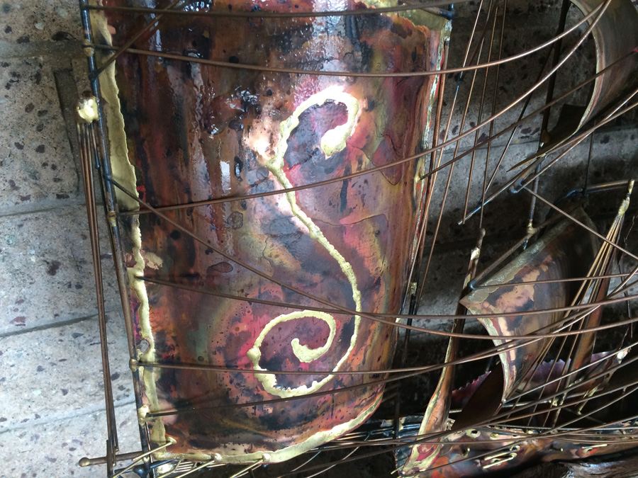 Large Wall Hanging Copper Sculpture Ship [Photo 3]