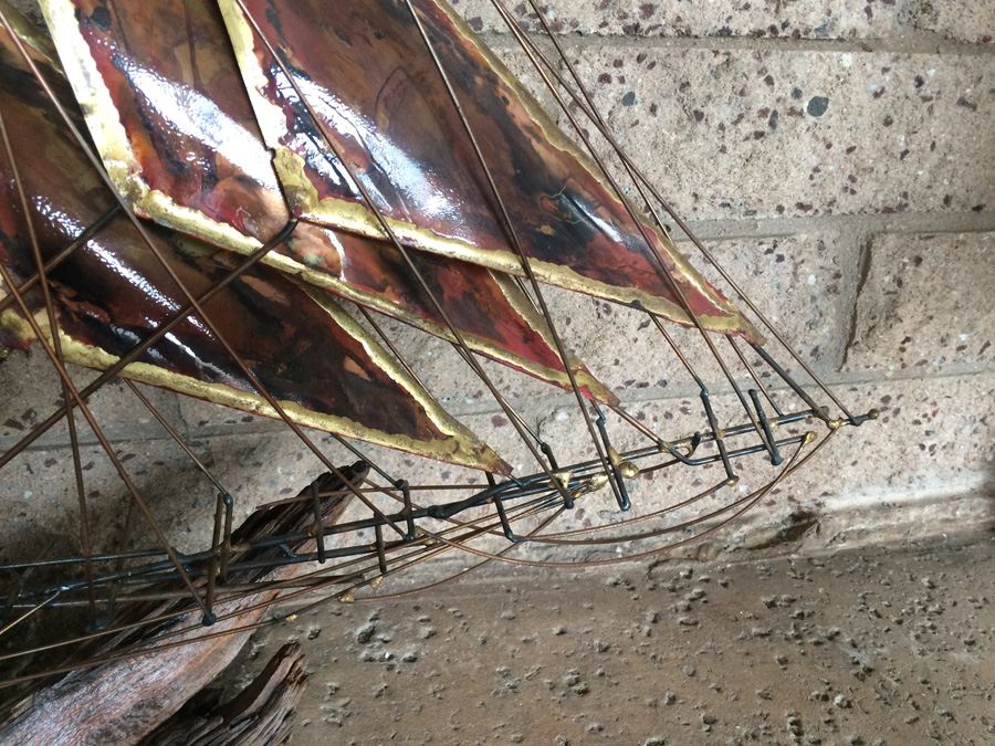 Large Wall Hanging Copper Sculpture Ship [Photo 7]