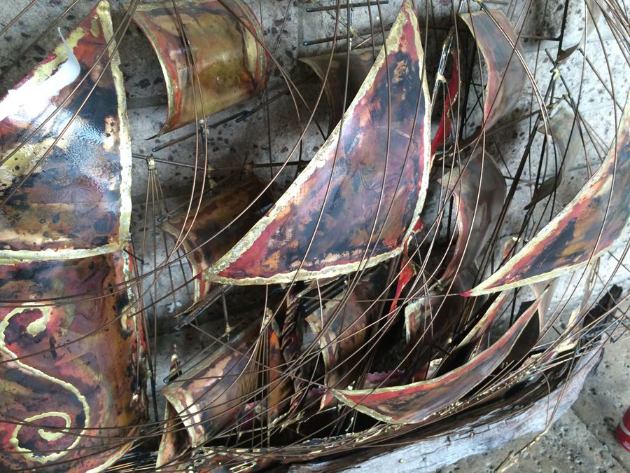 Large Wall Hanging Copper Sculpture Ship [Photo 4]