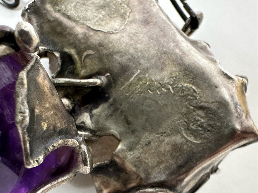 Sterling Silver Statement 22' Necklace With Rose Quartz And Amethyst Stones [Photo 11]