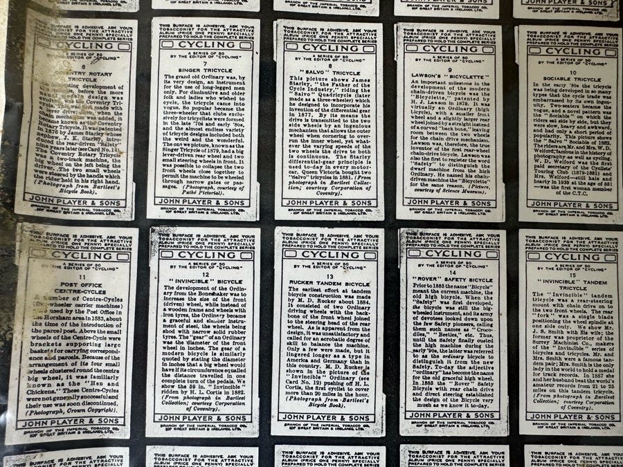 Nicely Framed Collection Of Vintage Player's Cigarettes Trading Cards Cycling 1939 29 X 35 [Photo 24]