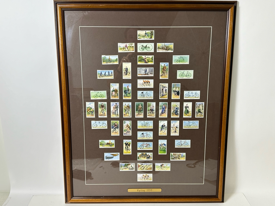 Nicely Framed Collection Of Vintage Player's Cigarettes Trading Cards Cycling 1939 29 X 35 [Photo 2]