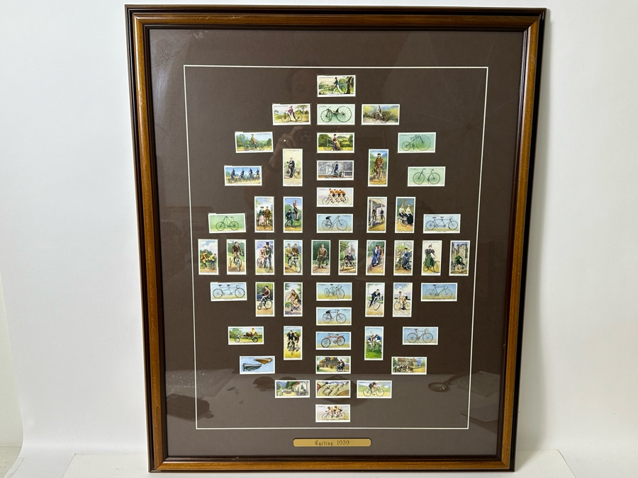Nicely Framed Collection Of Vintage Player's Cigarettes Trading Cards Cycling 1939 29 X 35 [Photo 3]