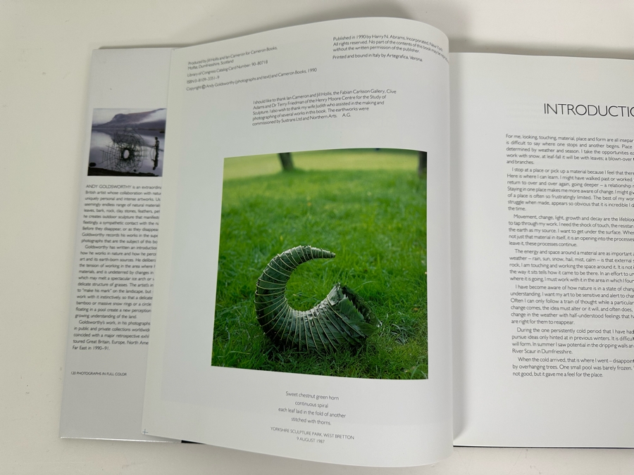 1990 First Edition Hardcover Book Andy Goldsworthy A Collaboration With Nature [Photo 5]
