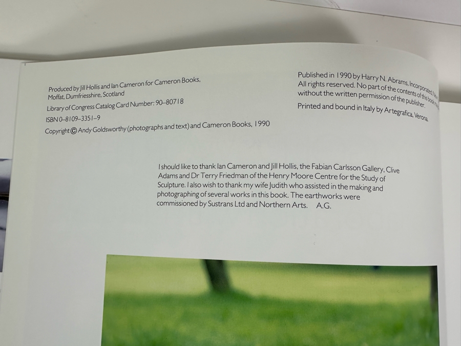 1990 First Edition Hardcover Book Andy Goldsworthy A Collaboration With Nature [Photo 6]