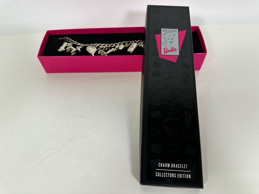 Vintage 1990 Sterling Silver Barbie Charm Bracelet Collector's Edition By Peter Brams Design With Original Box [Photo 12]