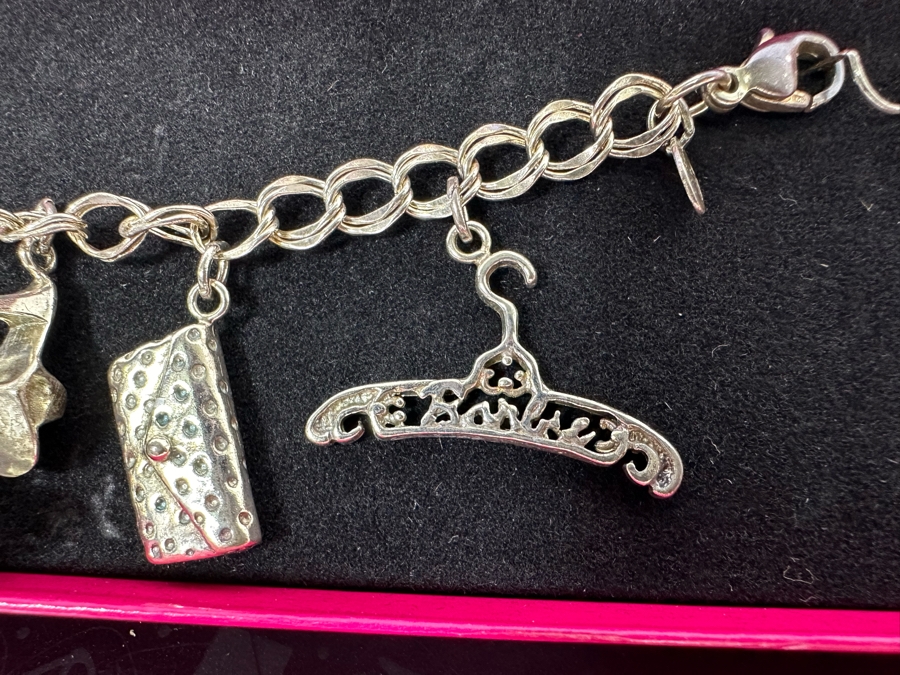 Vintage 1990 Sterling Silver Barbie Charm Bracelet Collector's Edition By Peter Brams Design With Original Box [Photo 7]