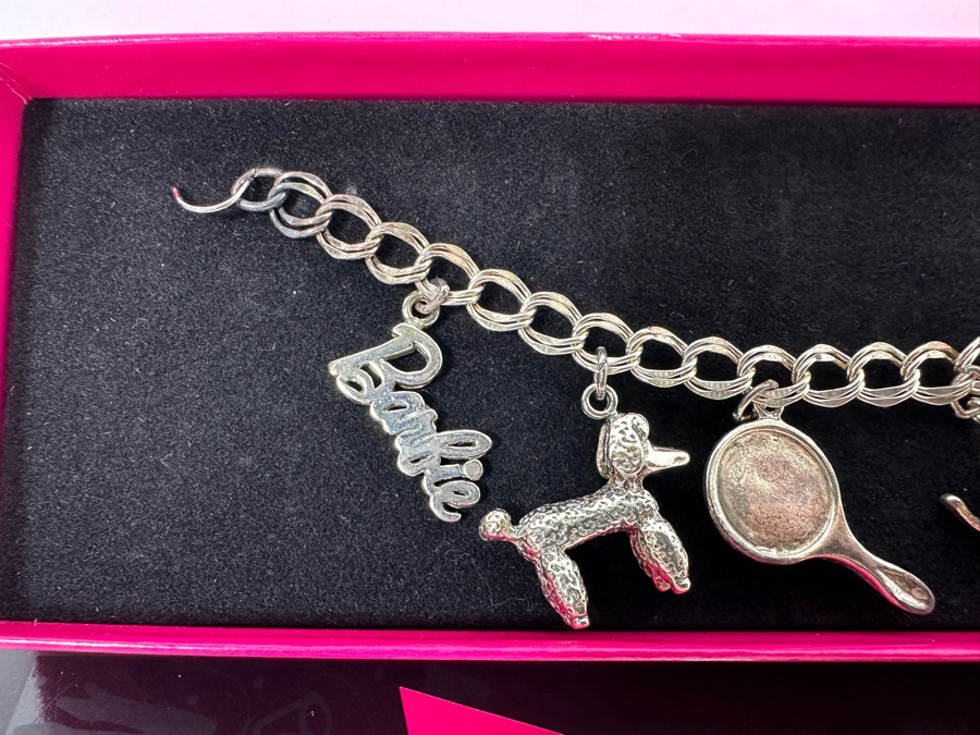 Vintage 1990 Sterling Silver Barbie Charm Bracelet Collector's Edition By Peter Brams Design With Original Box [Photo 3]