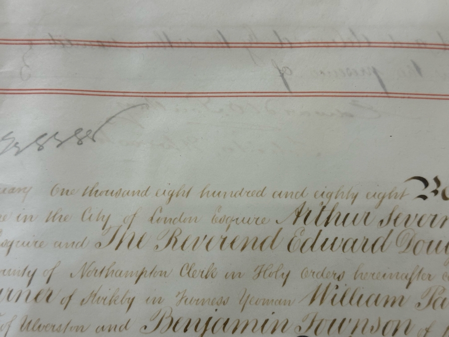 Antique 1888 Large Handwritten English Indenture Legal Contract Framed 36 X 50.5 [Photo 14]