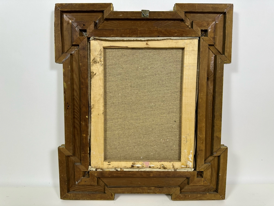 Original Painting On Canvas 12 X 15 In Antique Gilt Wooden Frame 19.5 X 22.5 [Photo 8]