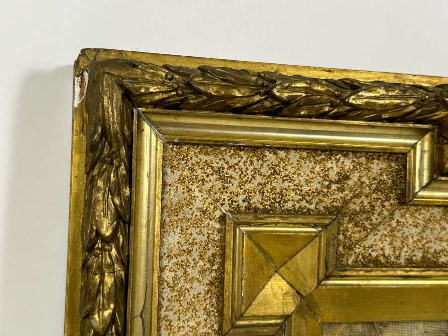 Original Painting On Canvas 12 X 15 In Antique Gilt Wooden Frame 19.5 X 22.5 [Photo 7]