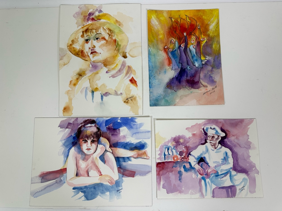 Bonnie Lee Roth (B. 1942, Southern California) Four Original Watercolor Paintings On Paper 14.5 X 10 / 12 X 9 [Photo 3]