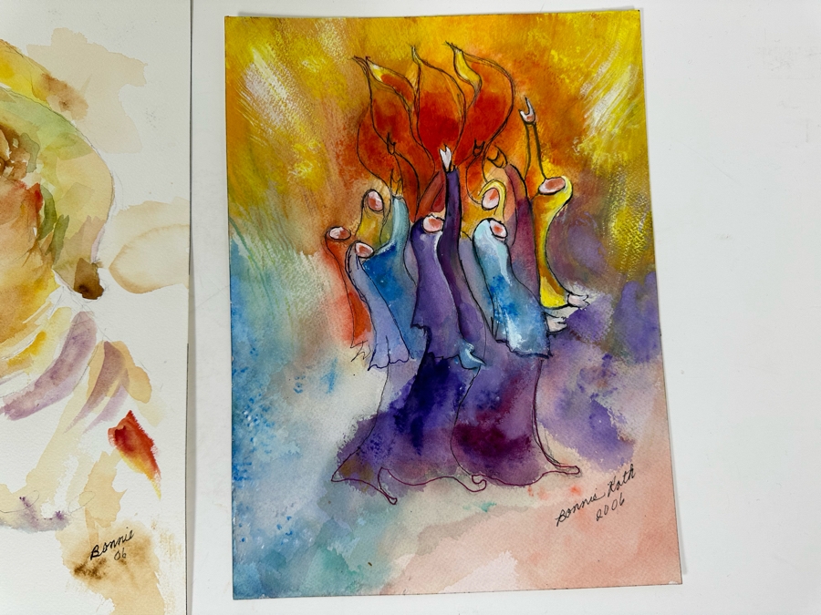 Bonnie Lee Roth (B. 1942, Southern California) Four Original Watercolor Paintings On Paper 14.5 X 10 / 12 X 9 [Photo 7]