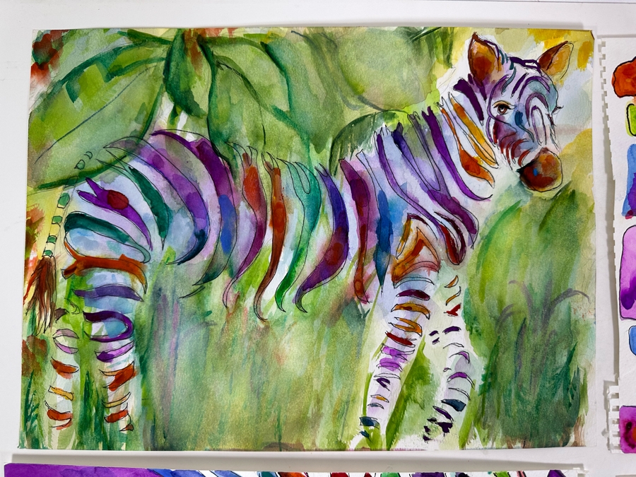 Bonnie Lee Roth (B. 1942, Southern California) Four Original Colorful Abstract Watercolor Paintings On Paper 15 X 11 [Photo 4]