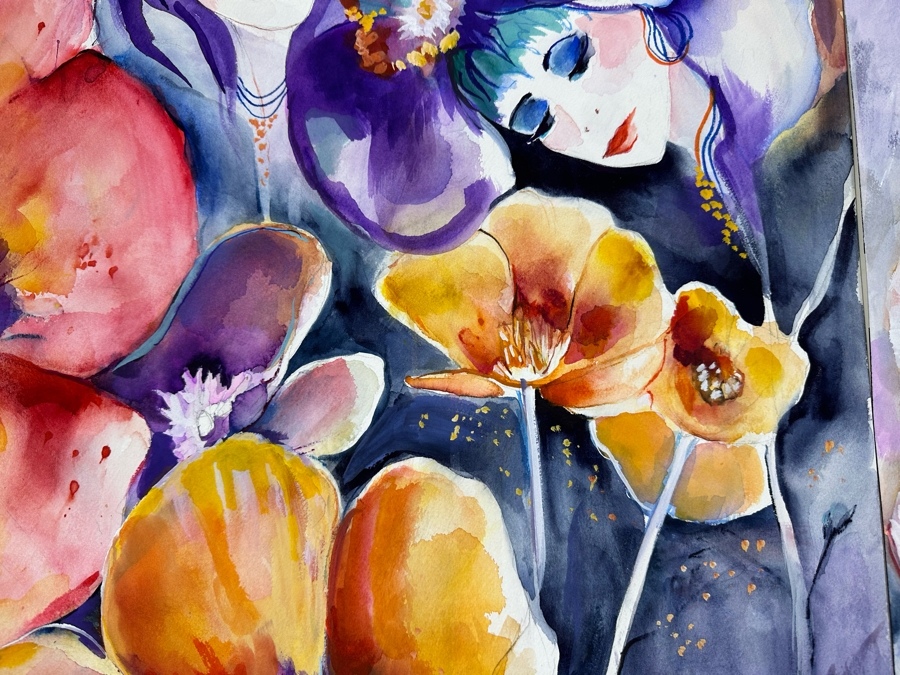 Bonnie Lee Roth (B. 1942, Southern California) Pair Of Original Watercolor Paintings On Paper 18 X 24 [Photo 6]