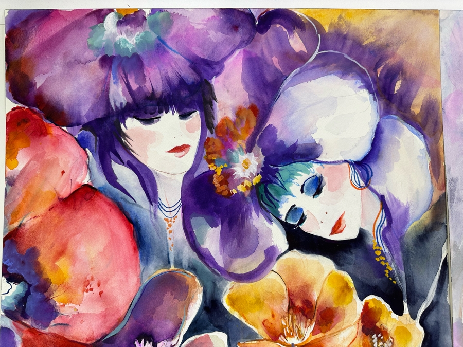 Bonnie Lee Roth (B. 1942, Southern California) Pair Of Original Watercolor Paintings On Paper 18 X 24 [Photo 4]