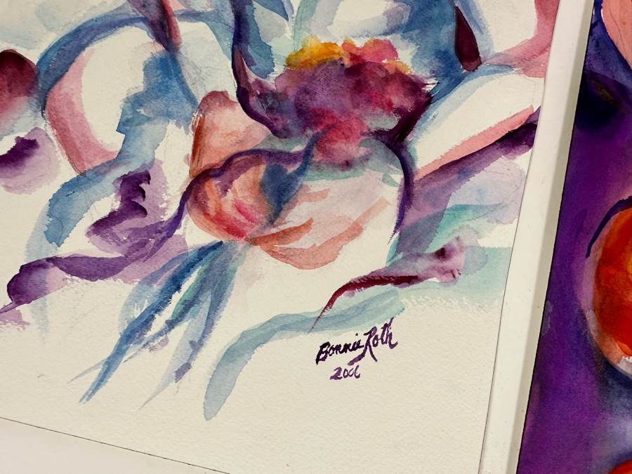 Bonnie Lee Roth (B. 1942, Southern California) Pair Of Original Watercolor Paintings On Paper 18 X 24 / 10 X 14 [Photo 9]