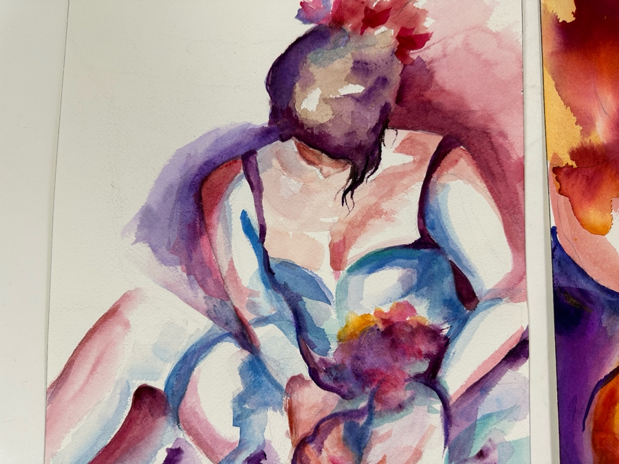 Bonnie Lee Roth (B. 1942, Southern California) Pair Of Original Watercolor Paintings On Paper 18 X 24 / 10 X 14 [Photo 8]