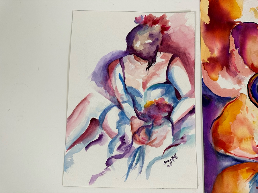 Bonnie Lee Roth (B. 1942, Southern California) Pair Of Original Watercolor Paintings On Paper 18 X 24 / 10 X 14 [Photo 7]