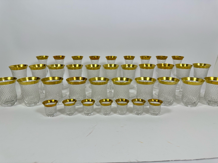37 Piece Gold Rim Glasses And Stemware [Photo 2]