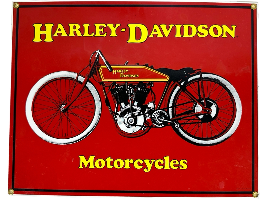 Reproduction Metal Porcelain Harley-Davidson Motorcycles Sign Ande Rooney 14 X 11