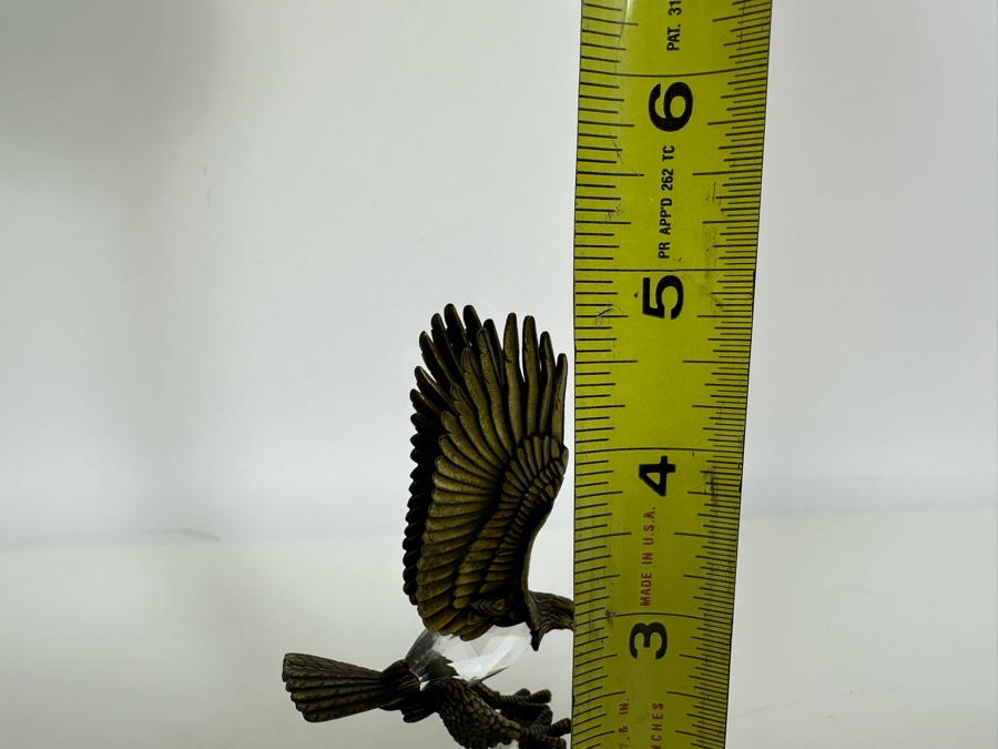 Vintage Pewter And Swarovski Crystal Flying Eagle Figurine 5H [Photo 8]