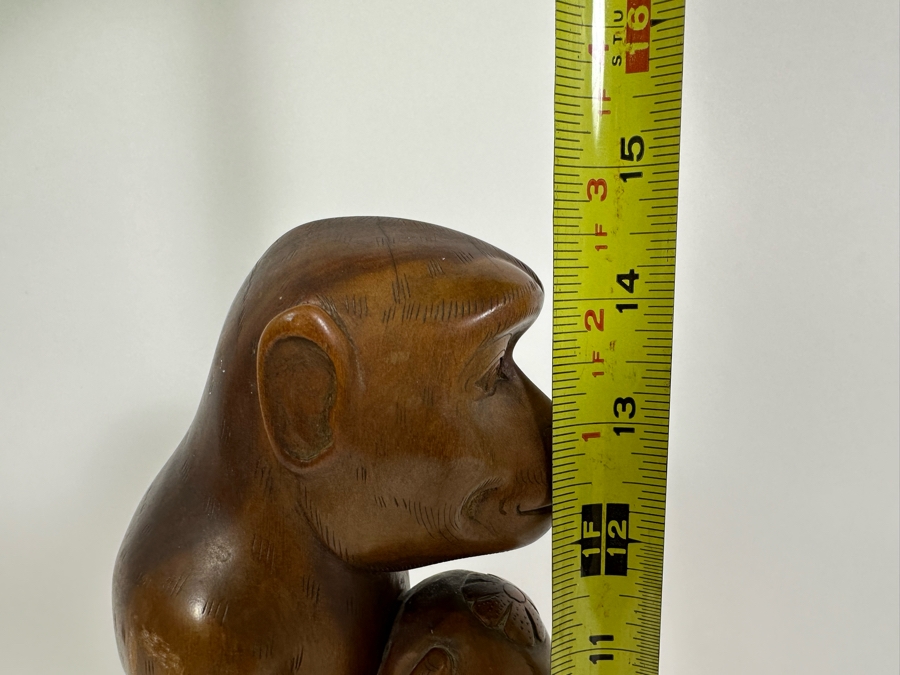 Impressive Hand Carved Wooden Monkey Sculpture 14.5H [Photo 9]