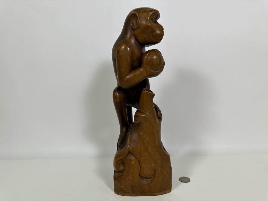 Impressive Hand Carved Wooden Monkey Sculpture 14.5H [Photo 6]