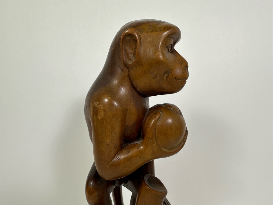 Impressive Hand Carved Wooden Monkey Sculpture 14.5H [Photo 7]
