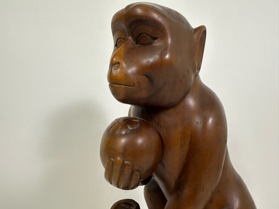 Impressive Hand Carved Wooden Monkey Sculpture 14.5H [Photo 3]