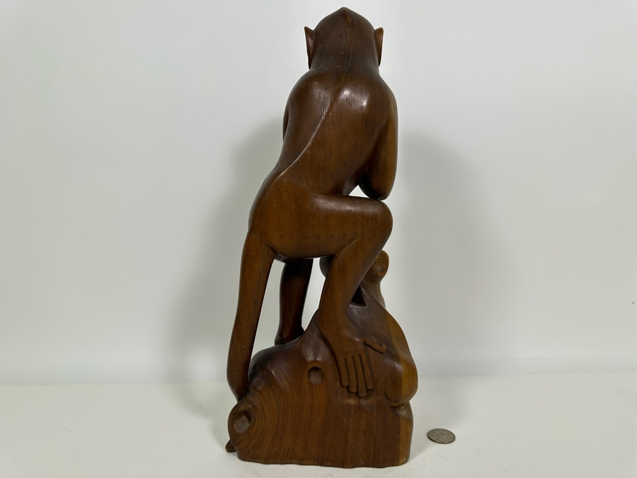 Impressive Hand Carved Wooden Monkey Sculpture 14.5H [Photo 5]
