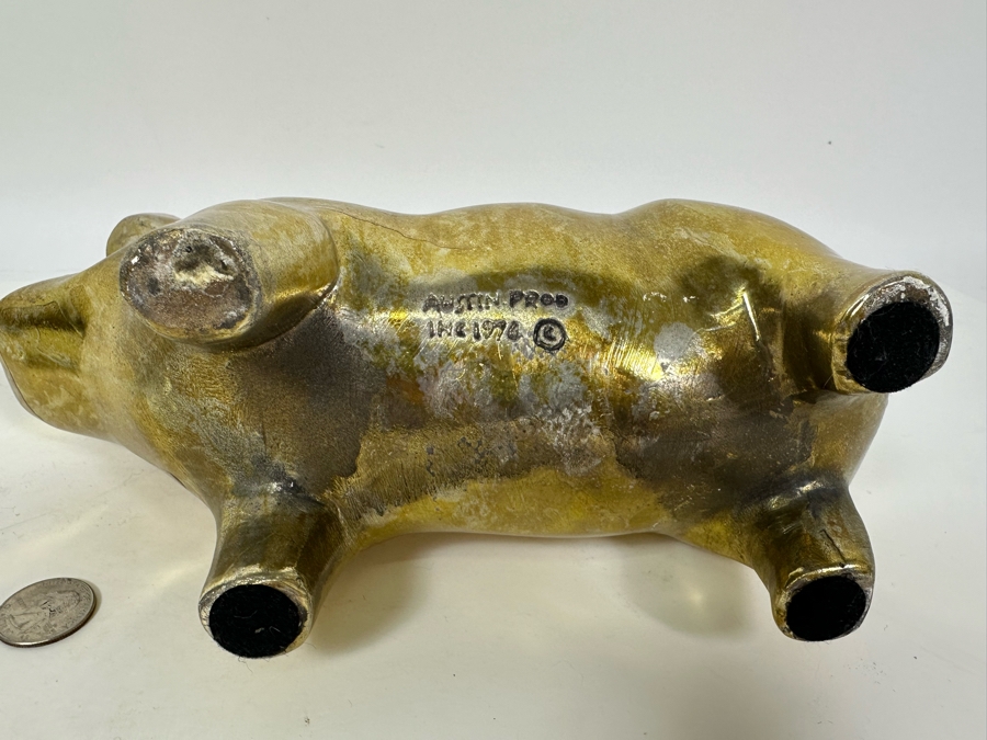 Vintage 1976 Austion Productions Gold Painted Hippo 7.75H And Goebel Crystal Hippo 2.5H [Photo 11]