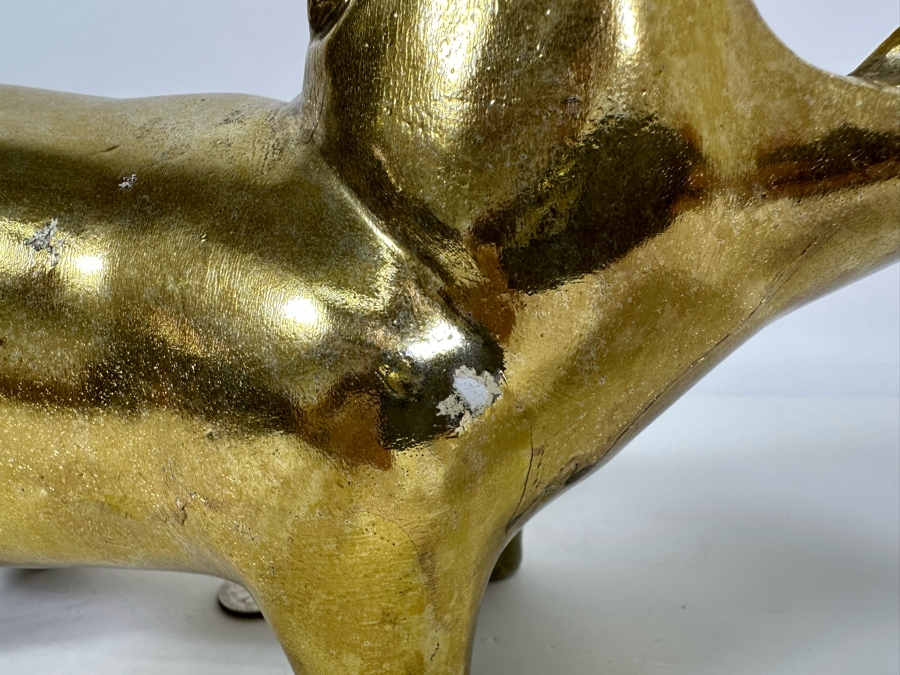 Vintage 1976 Austion Productions Gold Painted Hippo 7.75H And Goebel Crystal Hippo 2.5H [Photo 9]