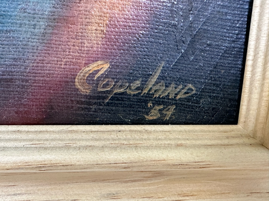 Vintage 1954 Mid-Century Original Oil Painting On Canvas 16 X 21 Framed 19 X 23 Signed Copeland [Photo 6]