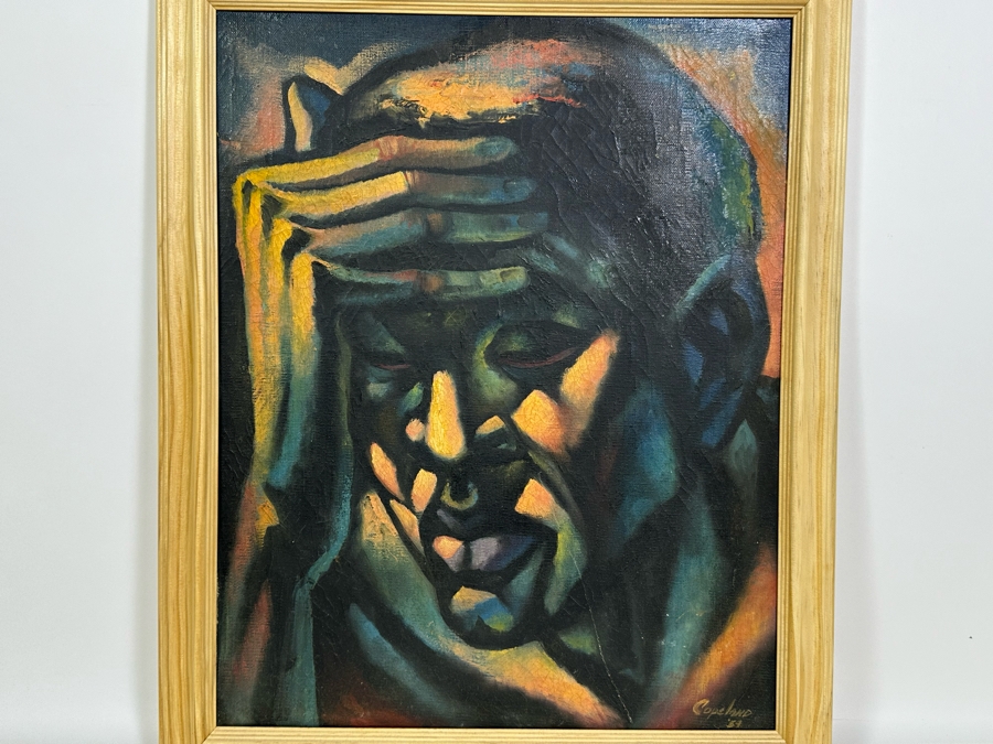 Vintage 1954 Mid-Century Original Oil Painting On Canvas 16 X 21 Framed 19 X 23 Signed Copeland [Photo 7]