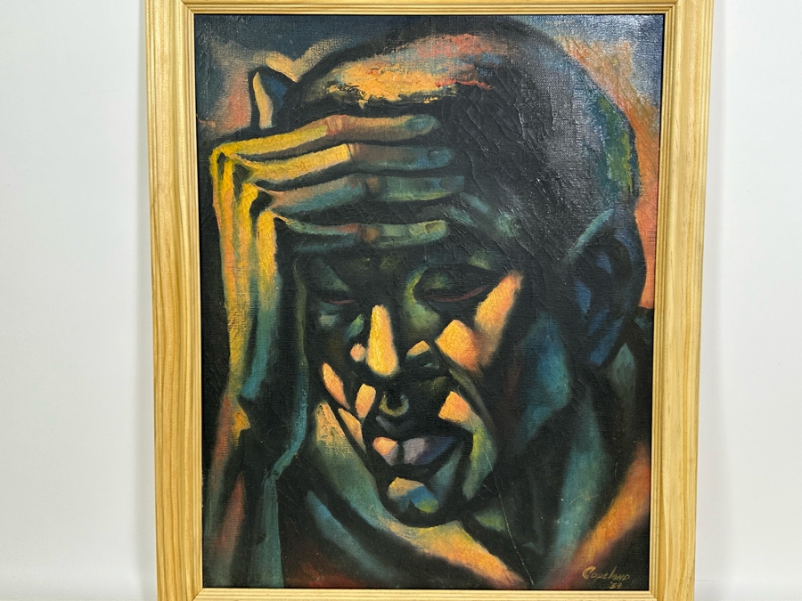 Vintage 1954 Mid-Century Original Oil Painting On Canvas 16 X 21 Framed 19 X 23 Signed Copeland [Photo 3]