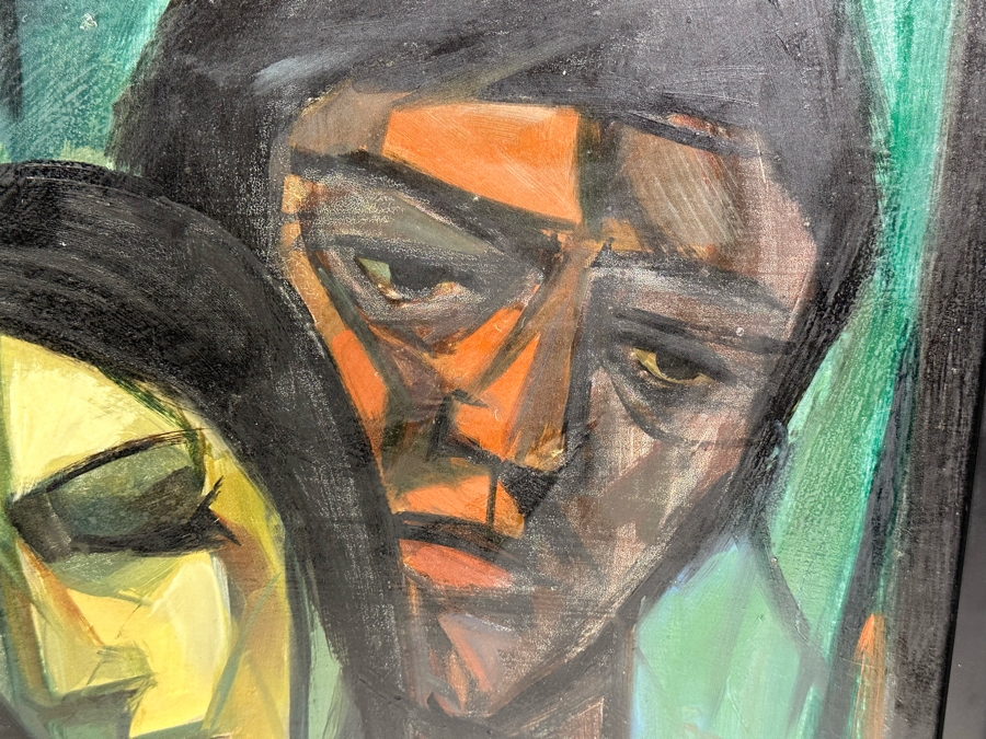 Roger Vejarano (B. 1964) Original Abstract Figures Oil Painting On Board Framed 17.5 X 25 [Photo 8]