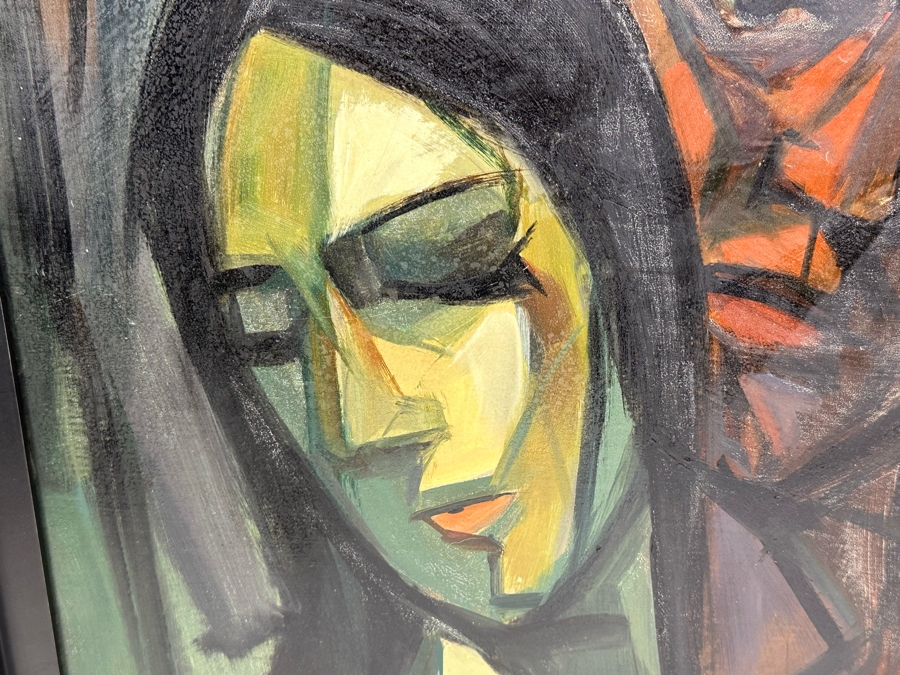 Roger Vejarano (B. 1964) Original Abstract Figures Oil Painting On Board Framed 17.5 X 25 [Photo 9]