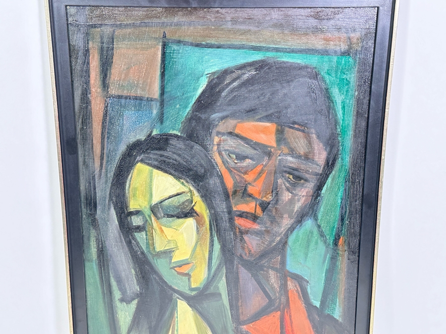 Roger Vejarano (B. 1964) Original Abstract Figures Oil Painting On Board Framed 17.5 X 25 [Photo 6]