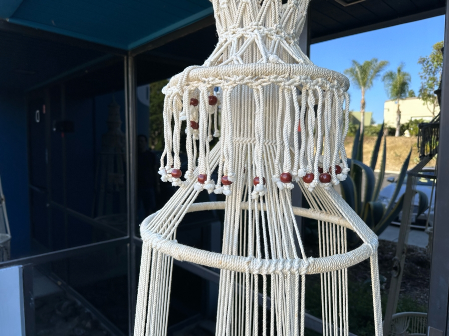 Vintage Macrame Hanging 2-Tier Basket Plant Holder 87L [Photo 7]