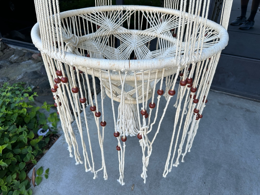 Vintage Macrame Hanging 2-Tier Basket Plant Holder 87L [Photo 4]