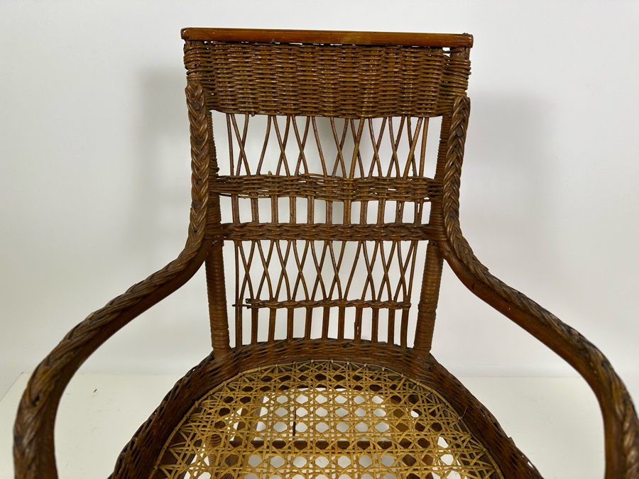 Antique Childs Wooden Cane Seat Rocking Chair 15W X 19D X 22H [Photo 5]