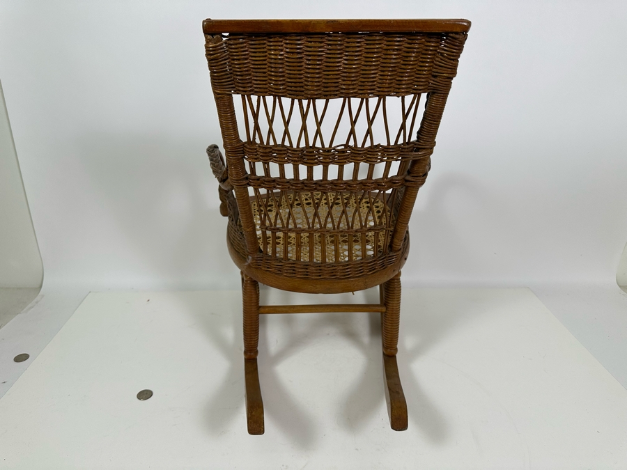 Antique Childs Wooden Cane Seat Rocking Chair 15W X 19D X 22H [Photo 7]