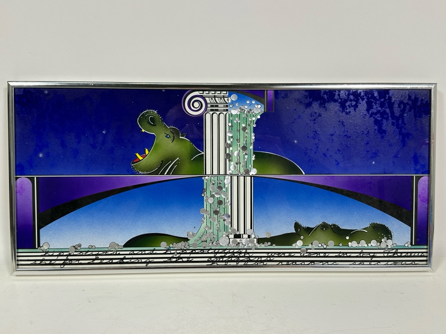 John Caruso Original Hippo Illustration 1983 Framed 18 X 8 [Photo 3]